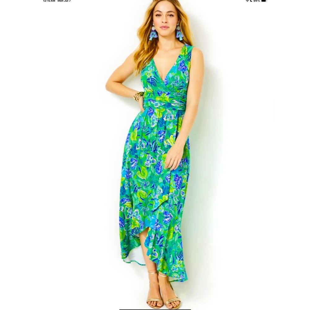 Lilly Pulitzer NWT Moana Maxi Dress In A Flutter Size L - Picture 3 of 9